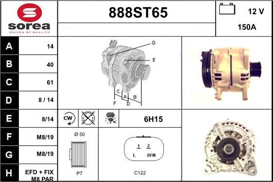 STARTCAR 888ST65 - Генератор autospares.lv