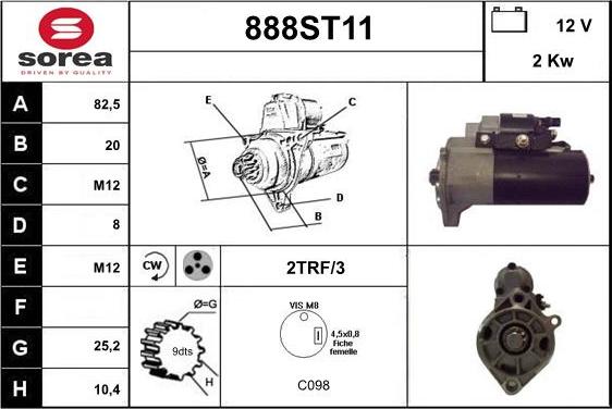 STARTCAR 888ST11 - Стартер autospares.lv