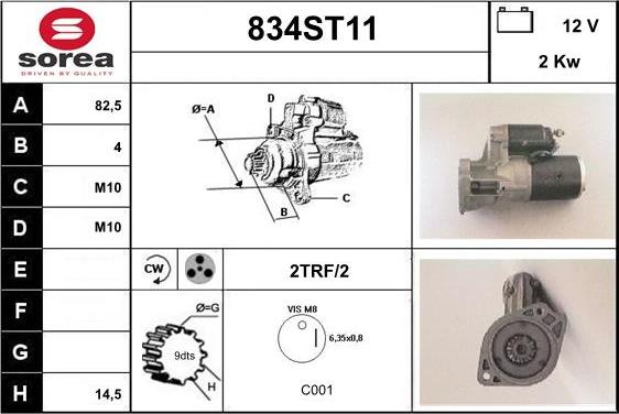 STARTCAR 834ST11 - Стартер autospares.lv