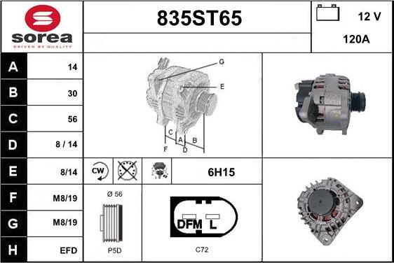 STARTCAR 835ST65 - Генератор autospares.lv