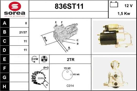 STARTCAR 836ST11 - Стартер autospares.lv