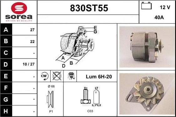 STARTCAR 830ST55 - Генератор autospares.lv