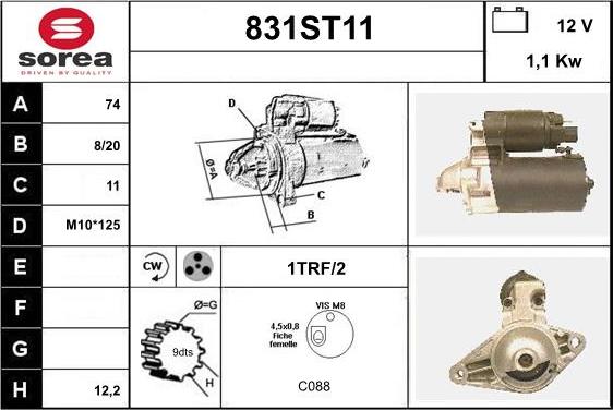 STARTCAR 831ST11 - Стартер autospares.lv