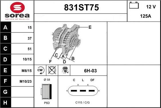 STARTCAR 831ST75 - Генератор autospares.lv