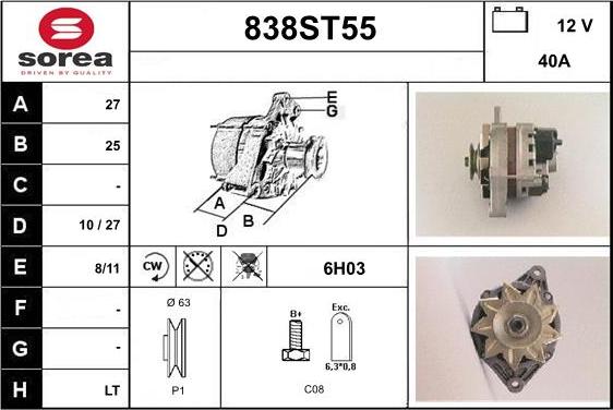 STARTCAR 838ST55 - Генератор autospares.lv