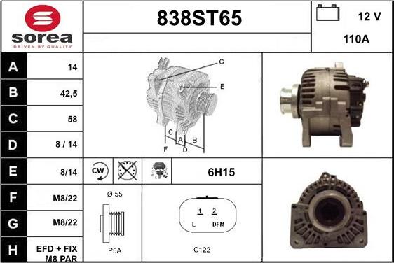 STARTCAR 838ST65 - Генератор autospares.lv