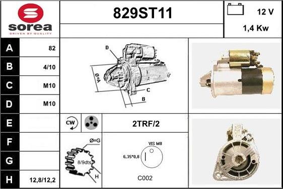 STARTCAR 829ST11 - Стартер autospares.lv