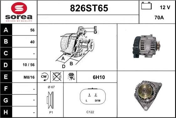 STARTCAR 826ST65 - Генератор autospares.lv