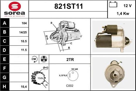 STARTCAR 821ST11 - Стартер autospares.lv