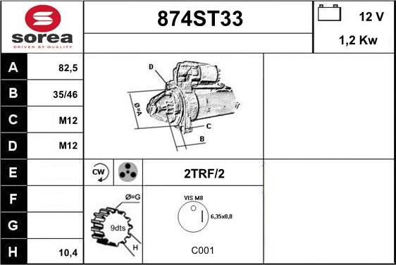 STARTCAR 874ST33 - Стартер autospares.lv