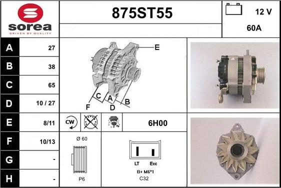 STARTCAR 875ST55 - Генератор autospares.lv