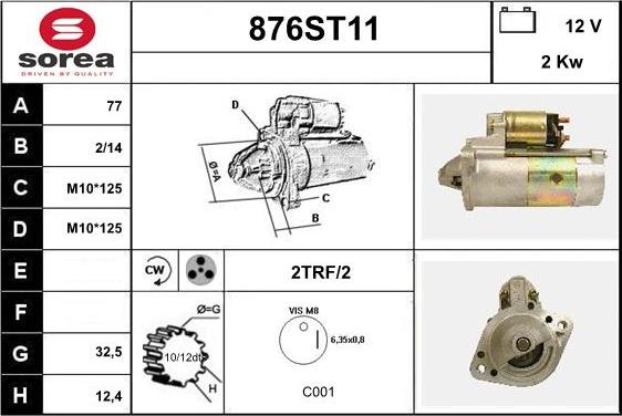 STARTCAR 876ST11 - Стартер autospares.lv