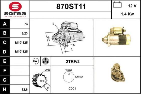 STARTCAR 870ST11 - Стартер autospares.lv