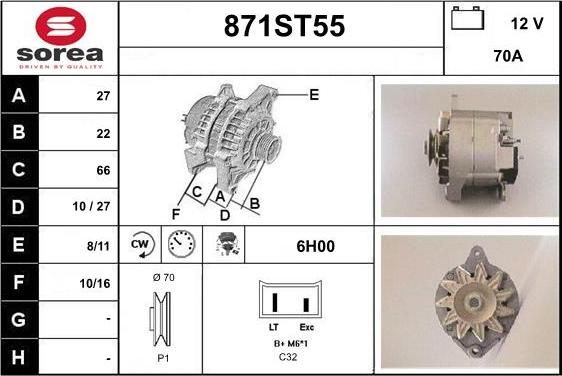 STARTCAR 871ST55 - Генератор autospares.lv