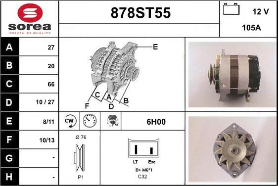 STARTCAR 878ST55 - Генератор autospares.lv