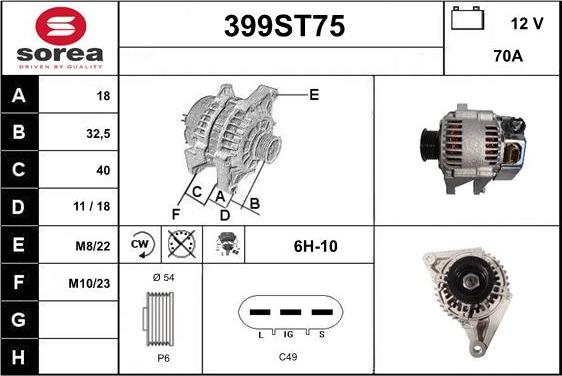 STARTCAR 399ST75 - Генератор autospares.lv