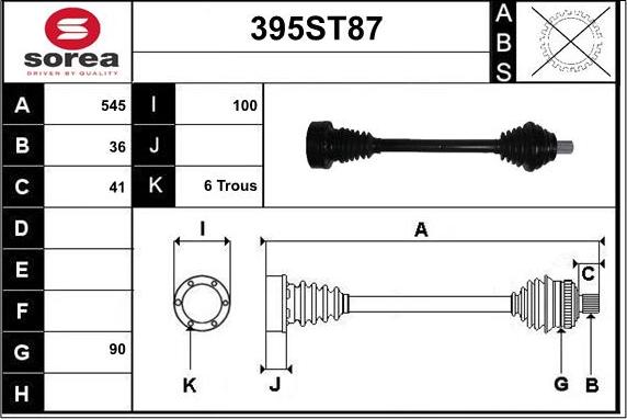 STARTCAR 395ST87 - Приводной вал autospares.lv