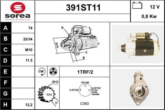 STARTCAR 391ST11 - Стартер autospares.lv