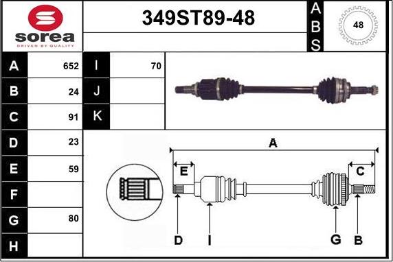 STARTCAR 349ST89-48 - Приводной вал autospares.lv