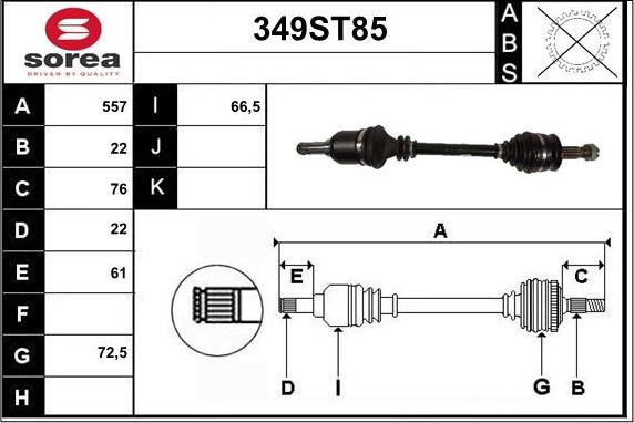 STARTCAR 349ST85 - Приводной вал autospares.lv