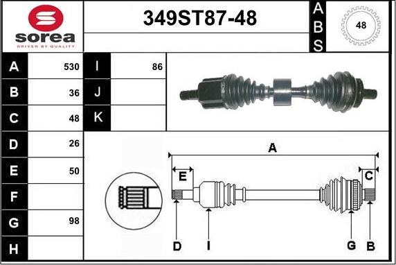 STARTCAR 349ST87-48 - Приводной вал autospares.lv