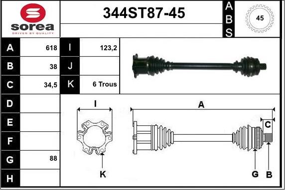 STARTCAR 344ST87-45 - Приводной вал autospares.lv