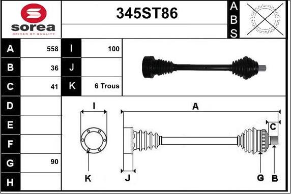 STARTCAR 345ST86 - Приводной вал autospares.lv