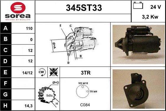 STARTCAR 345ST33 - Стартер autospares.lv