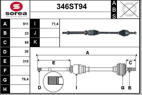 STARTCAR 346ST94 - Приводной вал autospares.lv