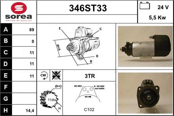 STARTCAR 346ST33 - Стартер autospares.lv