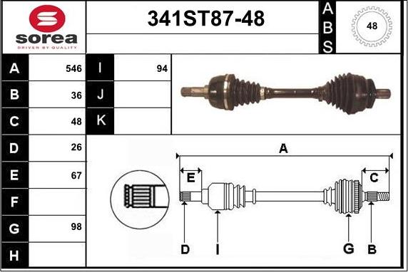 STARTCAR 341ST87-48 - Приводной вал autospares.lv