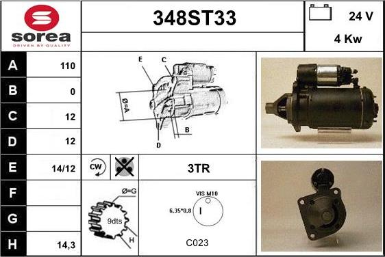 STARTCAR 348ST33 - Стартер autospares.lv