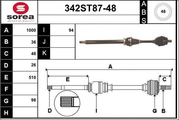 STARTCAR 342ST87-48 - Приводной вал autospares.lv