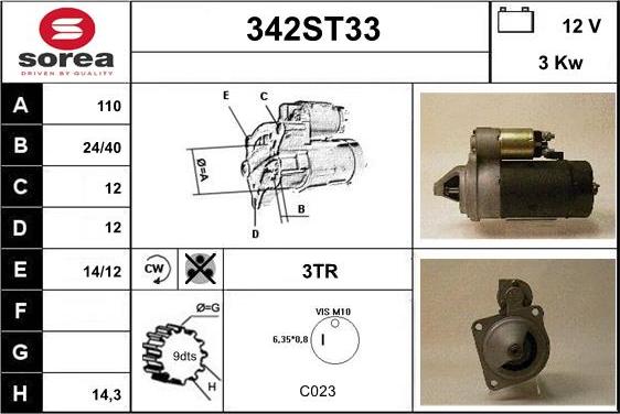 STARTCAR 342ST33 - Стартер autospares.lv