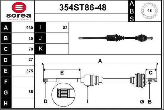 STARTCAR 354ST86-48 - Приводной вал autospares.lv