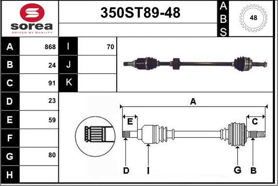 STARTCAR 350ST89-48 - Приводной вал autospares.lv