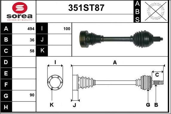 STARTCAR 351ST87 - Приводной вал autospares.lv