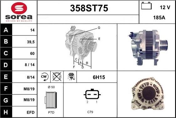 STARTCAR 358ST75 - Генератор autospares.lv