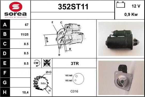 STARTCAR 352ST11 - Стартер autospares.lv