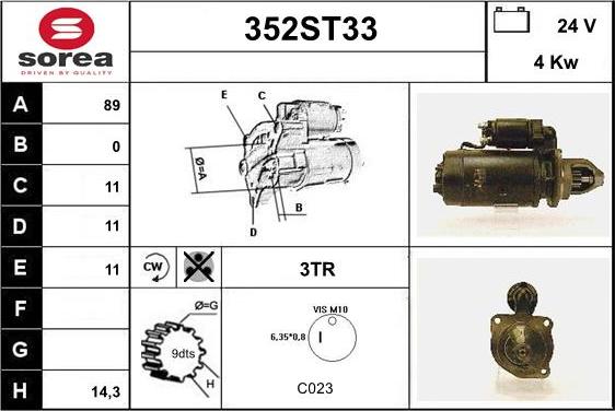 STARTCAR 352ST33 - Стартер autospares.lv