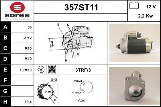 STARTCAR 357ST11 - Стартер autospares.lv