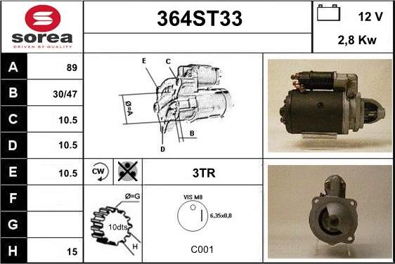 STARTCAR 364ST33 - Стартер autospares.lv