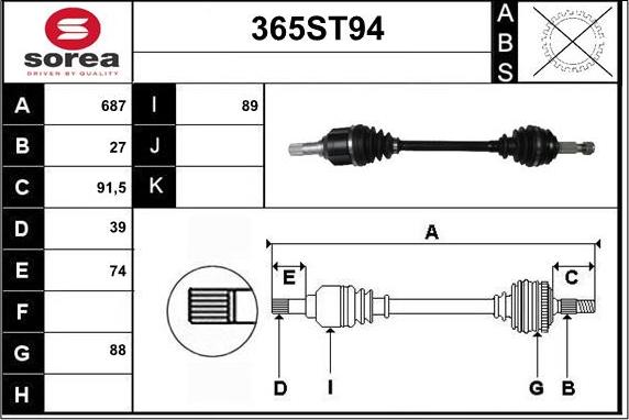 STARTCAR 365ST94 - Приводной вал autospares.lv