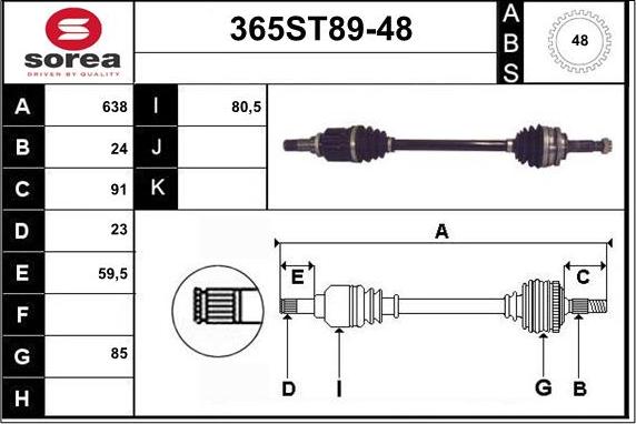 STARTCAR 365ST89-48 - Приводной вал autospares.lv