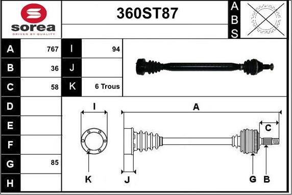 STARTCAR 360ST87 - Приводной вал autospares.lv