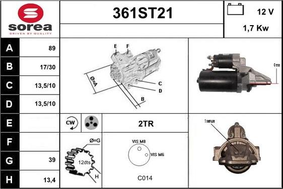 STARTCAR 361ST21 - Стартер autospares.lv