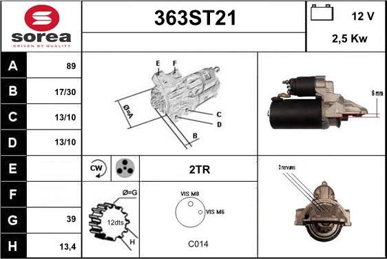 STARTCAR 363ST21 - Стартер autospares.lv