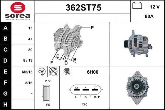 STARTCAR 362ST75 - Генератор autospares.lv