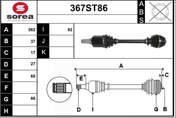 STARTCAR 367ST86 - Приводной вал autospares.lv