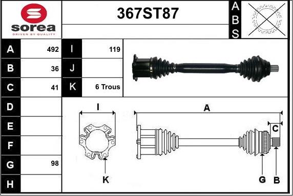 STARTCAR 367ST87 - Приводной вал autospares.lv